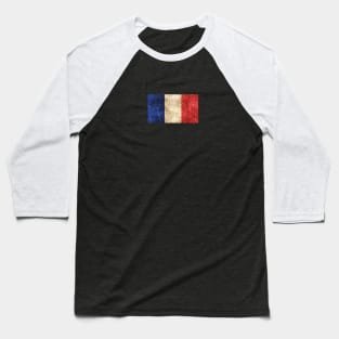 Vintage Aged and Scratched French Flag Baseball T-Shirt